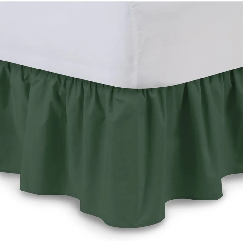 Olive Green Ruffled Bed Skirt Full/Double 54x75 Pleated Dust Ruffle 12” Drop